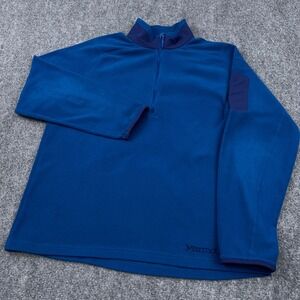 Marmot Reactor 1/2 Zip Fleece Mens Large Blue Polartec Pullover Jacket Logo